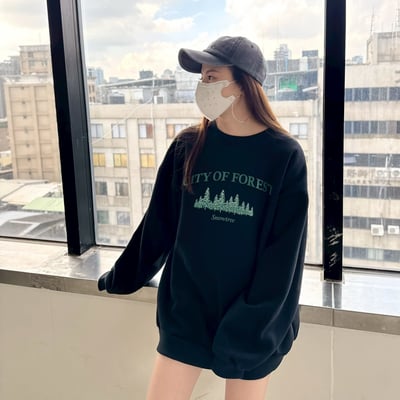 【現貨】城市森林刷毛大學T3