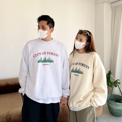 【現貨】城市森林刷毛大學T1