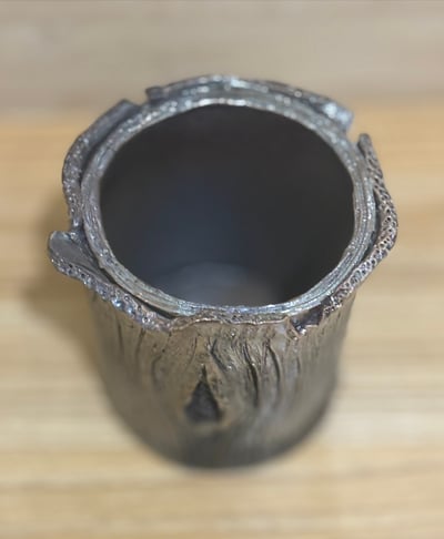 雪之手作陶＿仿生系列＿窯燒烏金木紋瓶3