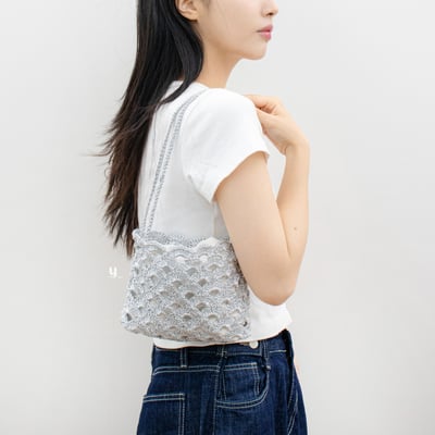 【Yarn-a】Metalic play code square bag6