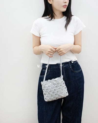 【Yarn-a】Metalic play code square bag7