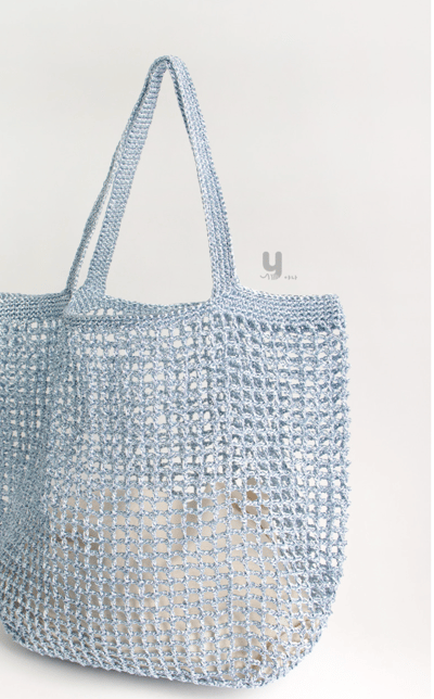 【Yarn-a】Metalic play code shine net bag（織圖＋影片）4