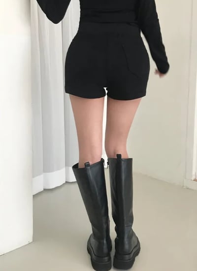 韓國 修飾小腹寬鬆緊 豐胯彈性短褲（墊可拆）S-2XL12