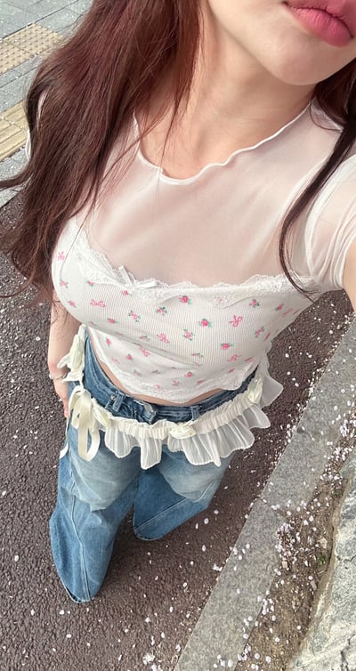 拼接網紗 小花T 滾邊蕾絲2