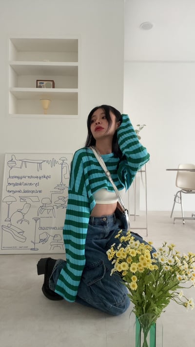 毛怪的萬聖節 萌袖短版針織 - 跟你們說條紋捲土重來16