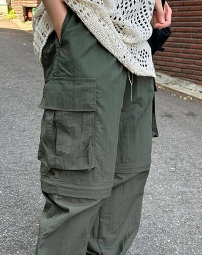 s-L可穿 3ways抽繩拉鍊工裝褲 /可變短褲3