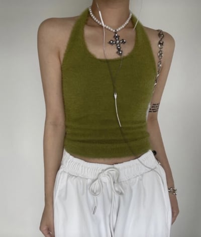 毛毛繞脖背心 甜酷2