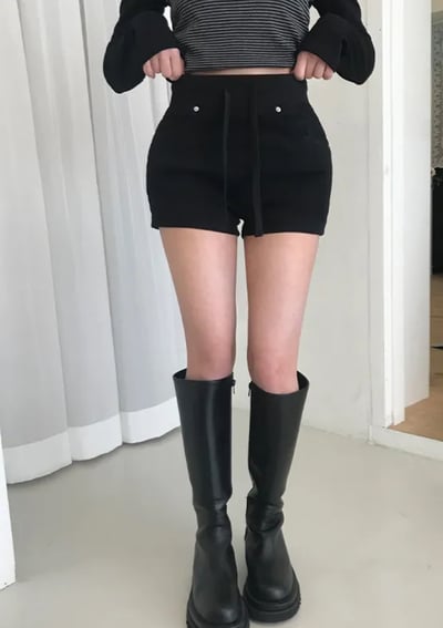 韓國 修飾小腹寬鬆緊 豐胯彈性短褲（墊可拆）S-2XL13