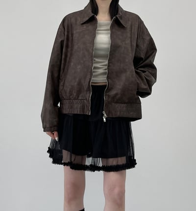 必買 Miu風 復古刷色雙拉鍊皮外套 （男女款）22