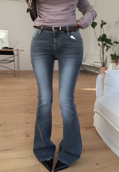 New 海鷗線翹臀+豐胯墊 狎鷗亭女神 低腰 灰藍刷色褲3