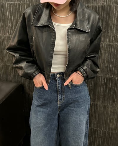 必買 Miu風 復古刷色雙拉鍊皮外套 （男女款）17