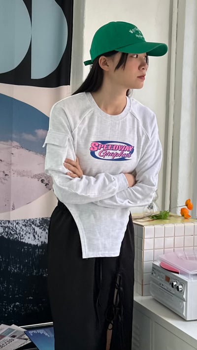 美式設計感衛衣(手臂有口袋) - 便利店舒服HIP1