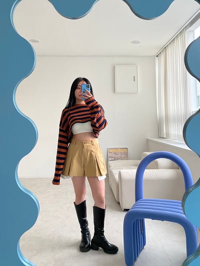 毛怪的萬聖節 萌袖短版針織 - 跟你們說條紋捲土重來3