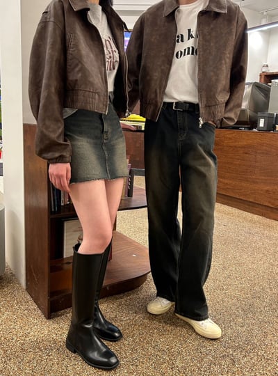 必買 Miu風 復古刷色雙拉鍊皮外套 （男女款）15