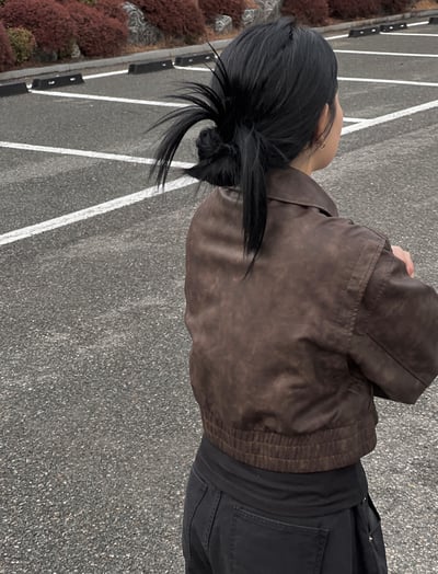 必買 Miu風 復古刷色雙拉鍊皮外套 （男女款）4