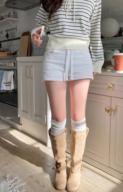 韓國 修飾小腹寬鬆緊 豐胯彈性短褲（墊可拆）S-2XL7