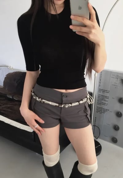 正韓（包色優惠）AI自帶沙漏腰 正肩 karina.寧寧 5分袖3