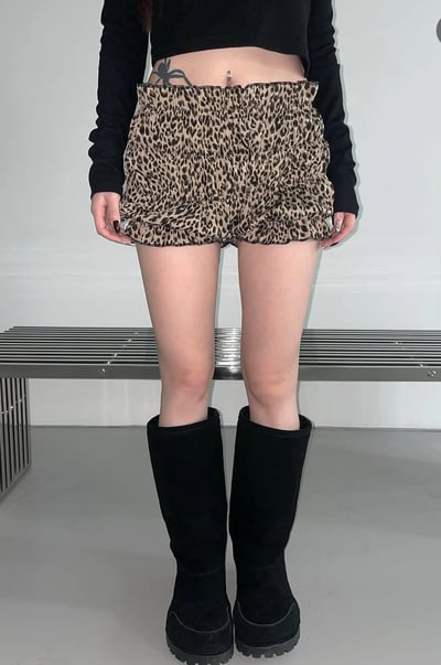 Meow 豹紋花苞褲10