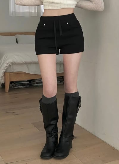 韓國 修飾小腹寬鬆緊 豐胯彈性短褲（墊可拆）S-2XL4