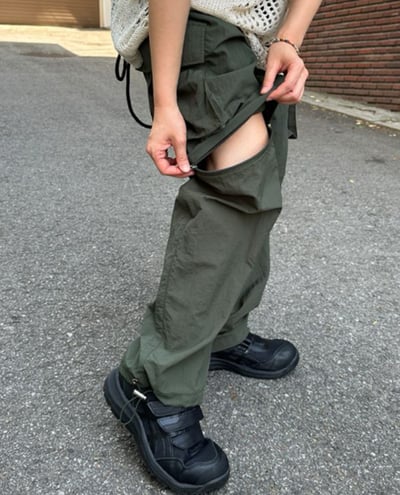 s-L可穿 3ways抽繩拉鍊工裝褲 /可變短褲2