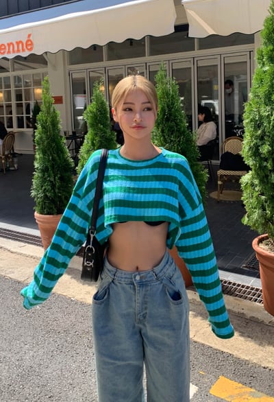 毛怪的萬聖節 萌袖短版針織 - 跟你們說條紋捲土重來4