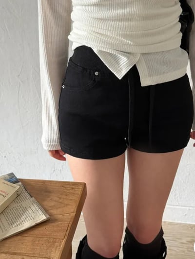 韓國 修飾小腹寬鬆緊 豐胯彈性短褲（墊可拆）S-2XL10