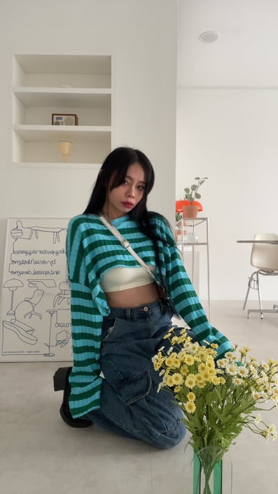 毛怪的萬聖節 萌袖短版針織 - 跟你們說條紋捲土重來10