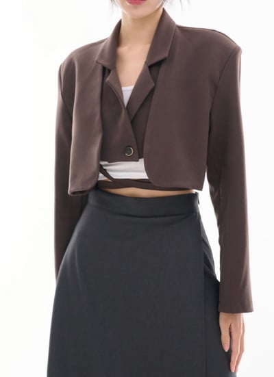 設計感短版西外 (版帶假兩件)1