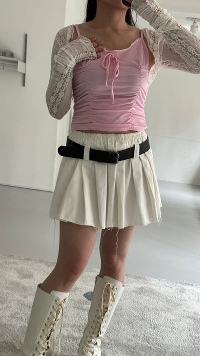 I 抓皺滾蕾絲小吊帶3