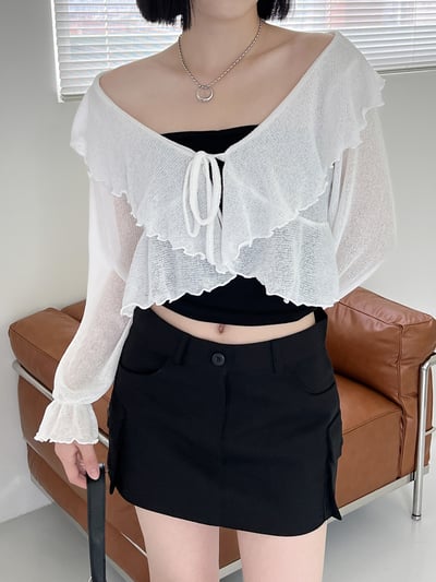 ROMANCE- 大荷葉邊浪漫 防曬罩衫上衣8