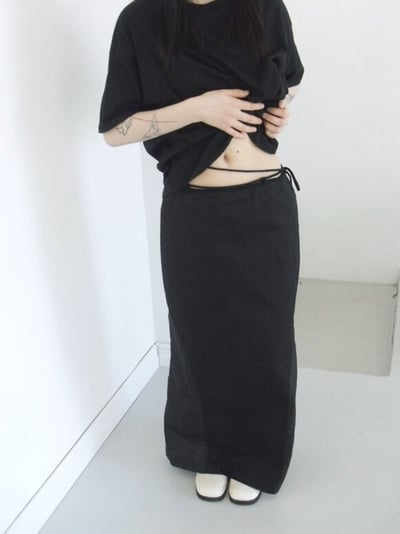 綁帶設計 拼接透膚開衩長裙7