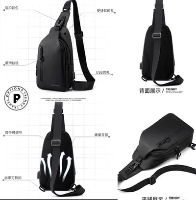 ~子甄彣璟~側背包1100-28 斜挎包 多功能大容量 斜背包 胸包 旅行包 防潑水 背包 錢包 單肩包 側肩包4