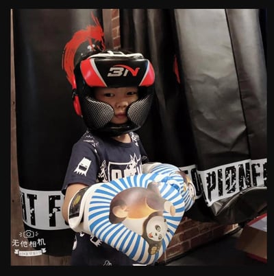 ~子甄彣璟~熊貓拳擊手套 兒童拳套 卡通拳擊手套 搏擊 散打 泰拳 格鬥 散打 健身運動 武術 打擊沙包 沙袋 訓練1