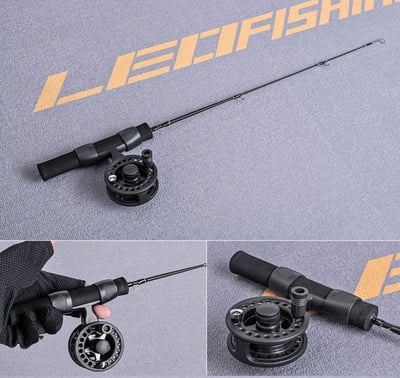 ~子甄彣璟~黑色獨節冰釣竿51cm 冰釣 筏竿 船竿 魚竿 海竿 釣魚竿 釣竿 海釣 船釣 釣魚(含捲線器)10