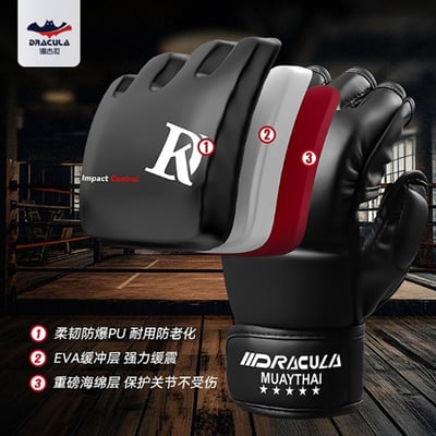 ~子甄彣璟~DR半指MMA拳套 拳擊手套 UFC散打手套 拳擊漏指手套 搏擊 格鬥 泰拳 打擊訓練 6