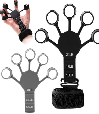 ~子甄彣璟~新款硅膠 5指手指訓練器 手腕拉力器 手指訓練器 握力器 訓練輔助握力 運動健身器材8