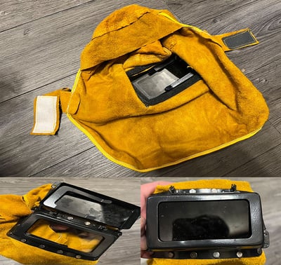 ~子甄彣璟~促銷價-電焊帽 純牛皮電焊面罩 氬弧焊 電銲帽 電焊面罩 CO2 手電銲 氬銲 氬焊 勞保防護用品 焊工帽 防強光2