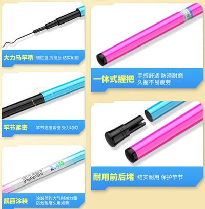 ~子甄彣璟~冰藍粉 28調 新手釣竿 小物竿 魚竿 超短迷你手竿 釣魚竿 溪流竿 釣蝦竿 玻璃鋼魚竿7