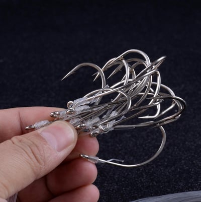 ~子甄彣璟~魚鈎 魚鉤桶裝 綁好線 丸世鉤 海釣子線鉤 帶線鈎 不亂線 不易彎曲 高錳碳鋼精制 穿透力強 方便攜帶6