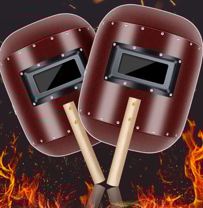 ~子甄彣璟~升級金屬框 電焊面罩 手持一體式 防護 焊工 電銲 焊接 氬弧 CO2 焊工面具 防強光 耐高溫8