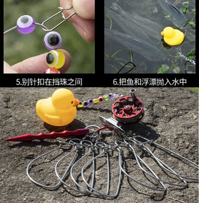 ~子甄彣璟~路亞活魚扣 不鏽鋼魚扣套 魚輪 捲線器 浮標 魚鎖 扣魚 鎖魚 釣魚自帶收納扣 易攜帶 不傷魚8