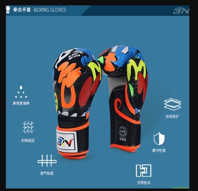 ~子甄彣璟~BN新款 5-12歲兒童塗鴉款 拳擊 散打 格鬥 搏擊 泰拳 運動護具 頭套 拳套 護胸 腳套 護襠 護具 8