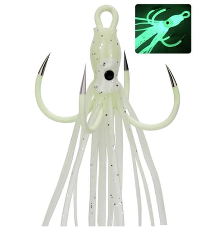 ~子甄彣璟~夜光小卷 夜光四本鉤 四爪鉤 四錨鉤 夜光章魚 魷魚餌 路亞餌 假餌 魚餌-單只價格1
