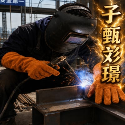 ~子甄彣璟~60公分加長電焊手套 銲接手套 氬焊手套 牛皮手套 防護手套 五指電焊手套 防咬手套 防燙耐磨 防火花10