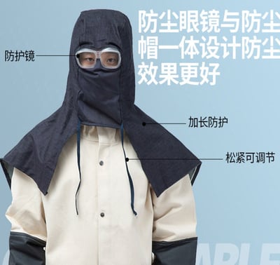 ~子甄彣璟~促銷品-牛仔披肩帽 套頭 防霧 防塵 搬運 打磨 防火花 遮陽 工作帽 披風帽子 帽檐款 防風鏡款9