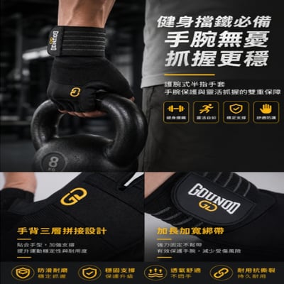 ~子甄彣璟~虎口加厚 健身手套 護腕 重訓手套 止滑防滑 健身房 重量訓練 啞鈴 槓鈴 拉單槓 運動手套 半指手套4