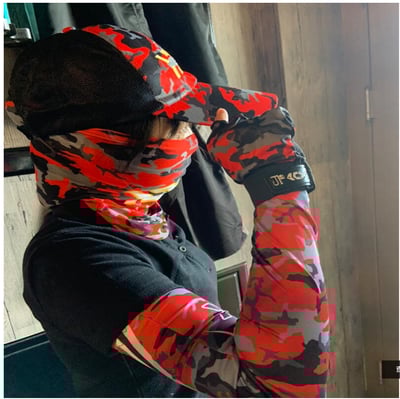 ~子甄彣璟~特價中 防曬4件套 帽子 袖套 面罩 手套 戶外活動 釣魚帽 套袖 三指手套 防塵 吸汗速乾 防紫外線4