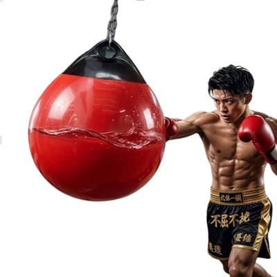 ~子甄彣璟~拳擊水球沙袋 加大型55*70cm 送不鏽鋼掛鏈+注水器 舒壓 泰拳 散打 擬真人打擊感 核心訓練5