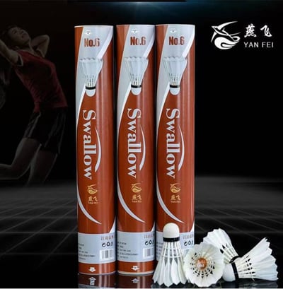 ~子甄彣璟~Swallow 羽毛球 12只裝 飛行穩定 娛樂訓練球 訓練用球 耐打不易爛 鴨毛球 軟木球 練習 羽球9