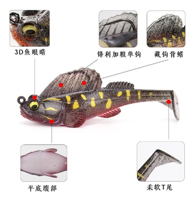 ~子甄彣璟~彈塗跳跳魚 3D仿真 路亞餌 T尾 假餌 誘餌 仿生餌 擬餌 軟餌 仿真餌 包鉛魚8